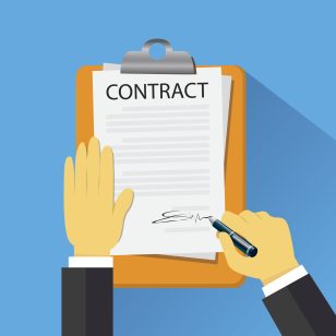 Contract Signing Legal Agreement Concept. Vector Illustration