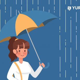 Illustration a a girl holding an umbrella in the rain