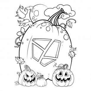 Yurconic logo in a pumpkin coloring sheet