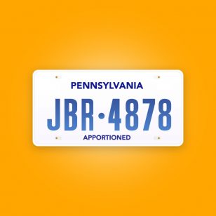 An illustrated Pennsylvania Apportioned license plate